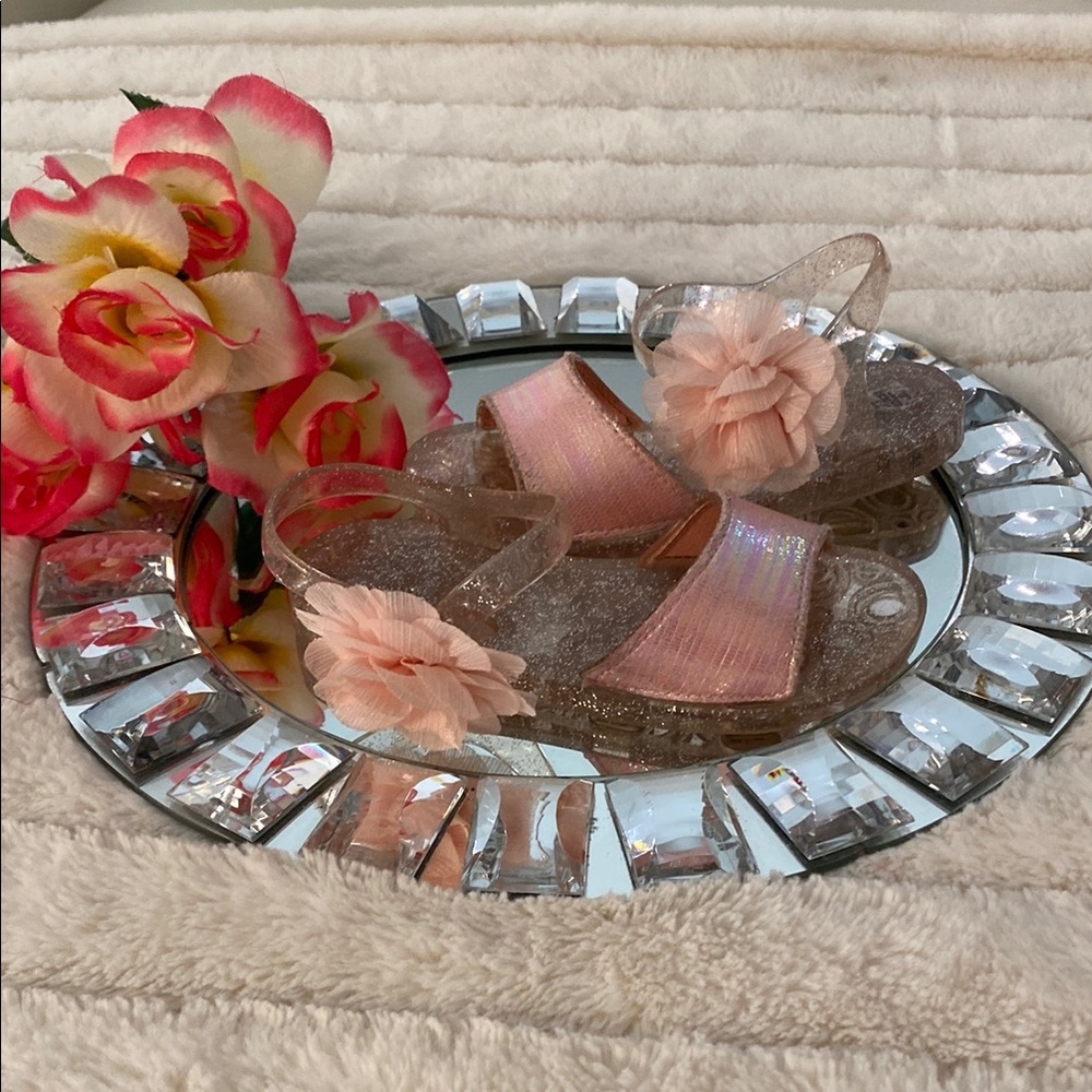 Glittery Jellies Pink Flower Sandals